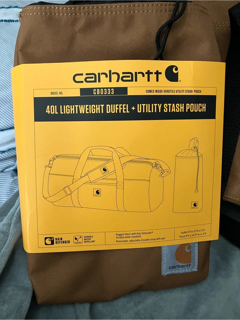 Carhartt 40L Lightweight Duffel Bag with Utility Stash Pouch Duffle NWOT